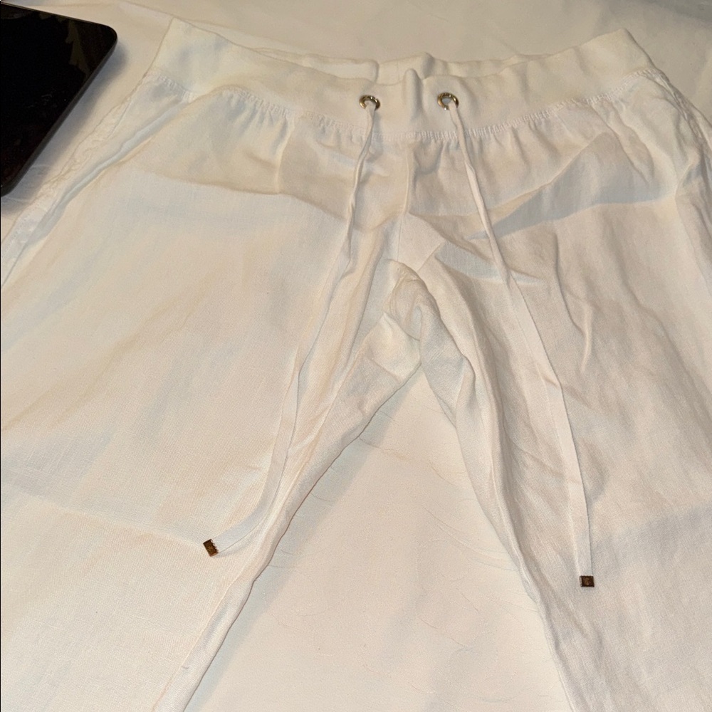 Lilly Pulitzer White Drawstring Wide Leg Pants
